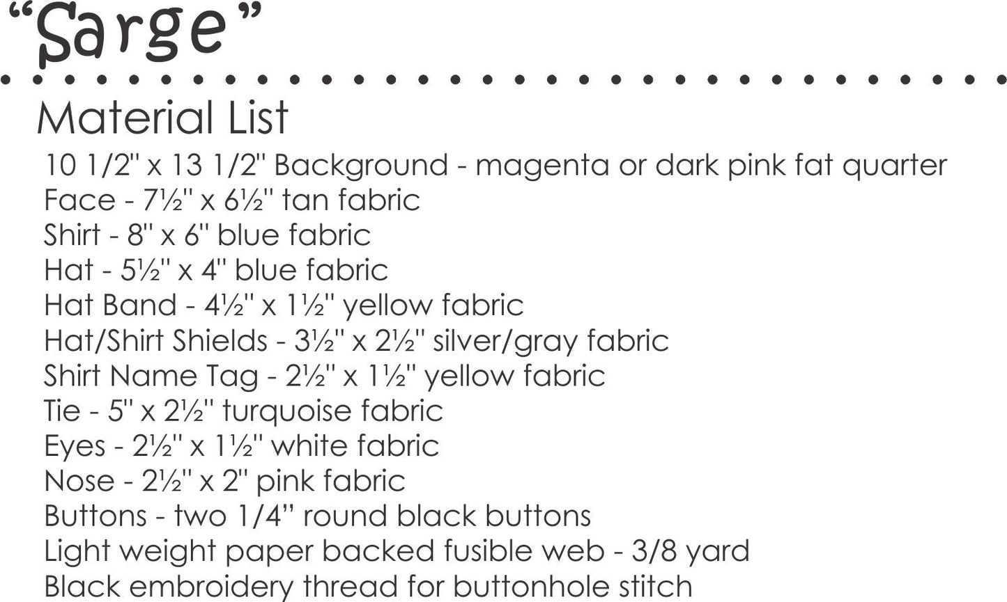 Sarge Paper Pattern